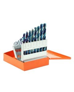KnKut 21 Piece Steel Blue Jobber Length Drill Bit Set 1/16" - 3/8" by 64ths