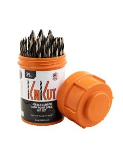 KnKut 29 Piece Drill Buddy Jobber Length Step Point Drill Bit Set 1/16"-1/2" by 64ths