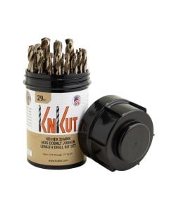 KnKut 29 Piece Drill Buddy HD Hex Shank M35 Cobalt Jobber Length Drill Bit Set 1/16"-1/2" by 64ths