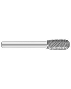 KnKut SC-3 Cylindrical Ball Nose Carbide Burr 3/8" x 3/4" x 2-1/2" OAL with 1/4" Shank