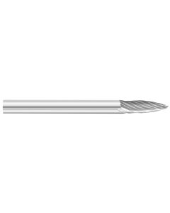 KnKut SG-43 Pointed Tree Shape Carbide Burr 1/8" x 3/8" x 1-1/2" OAL with 1/8" Shank