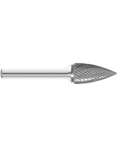 KnKut SG-5 Pointed Tree Shape Carbide Burr 1/2" x 1" x 2-3/4" OAL with 1/4" Shank