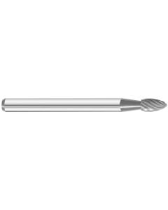 KnKut SH-41 Flame Shape Carbide Burr 1/8" x 1/4" x 1-1/2" OAL with 1/8" Shank