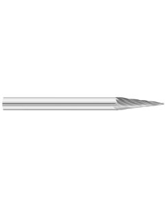 KnKut SM-42 14° Included Pointed Cone Shape Carbide Burr 1/8" x 7/16" x 1-1/2" OAL with 1/8" Shank