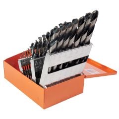 KnKut 29 Piece Jobber Length Drill Bit Set 1/16"-1/2" by 64ths with 3/8" Reduced Shanks